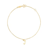 19cm (7.5") J Initial Bracelet in 10kt Yellow Gold