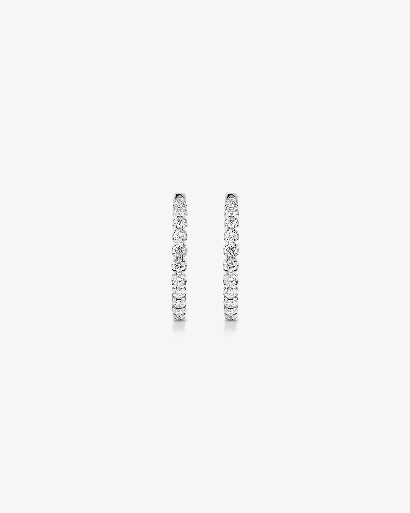 Boucles d’oreilles à cerceau diamant de laboratoire 3.00TW à l’envers en argent - Grandes