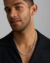 55cm (22") 7mm Width Miami Curb Chain in Sterling Silver