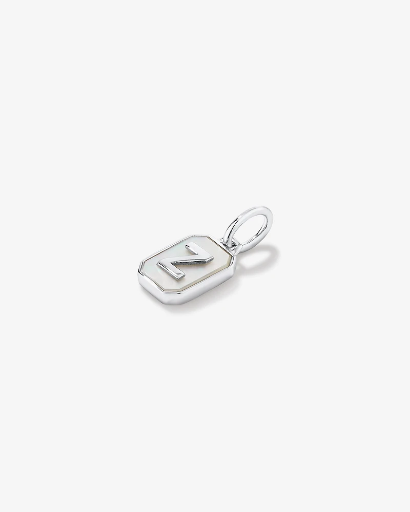 Letter Z Mother of Pearl Initial Pendant in Sterling Silver