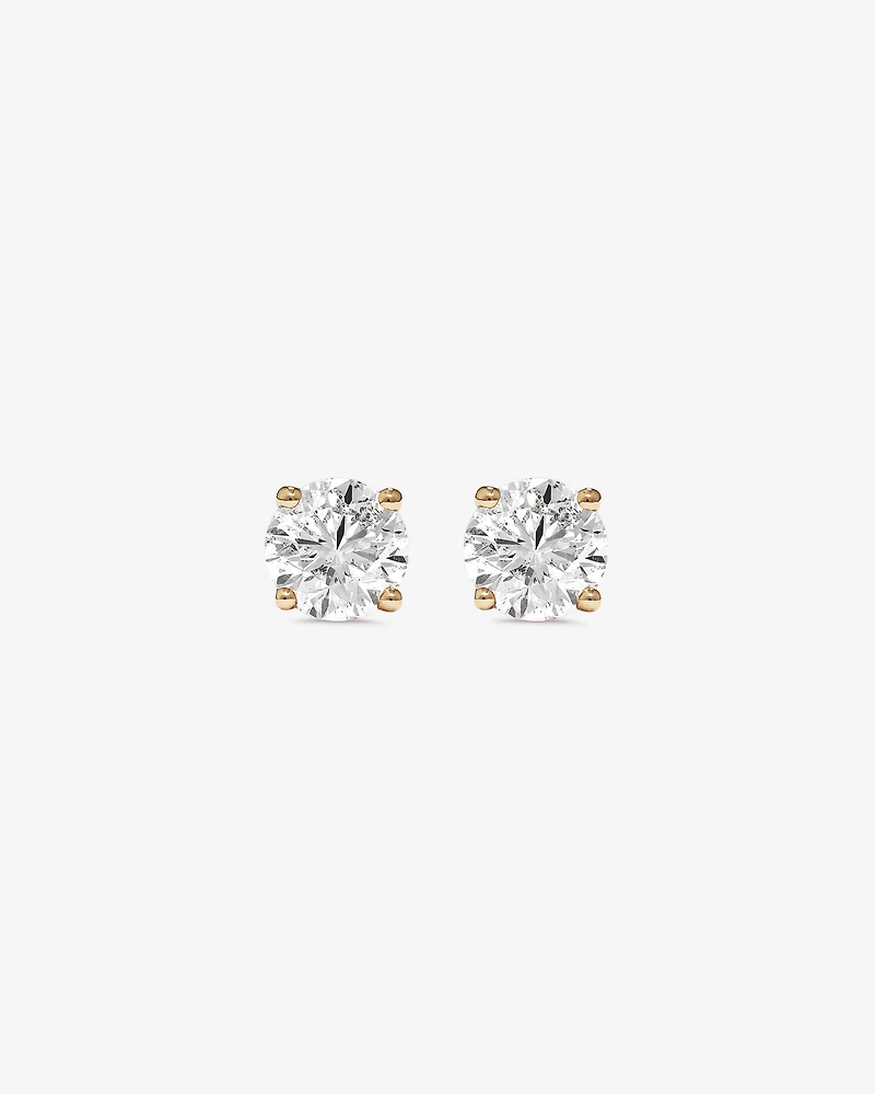 1.00 Carat TW Diamond Solitaire Stud Earrings in 18kt Yellow Gold