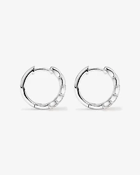Boucles d'Oreilles Créoles Chevrons en Zircone Cubique en Argent Sterling