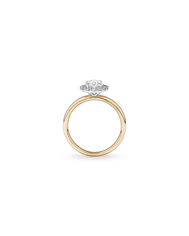 1.46 Carat TW Oval Cut Laboratory-Grown Diamond Halo Engagement Ring 14kt Yellow and White Gold