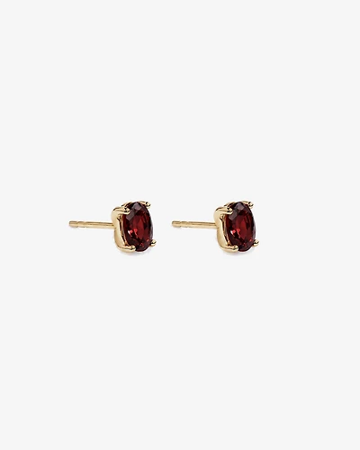 Oval Garnet Stud Earrings in 10kt Yellow Gold