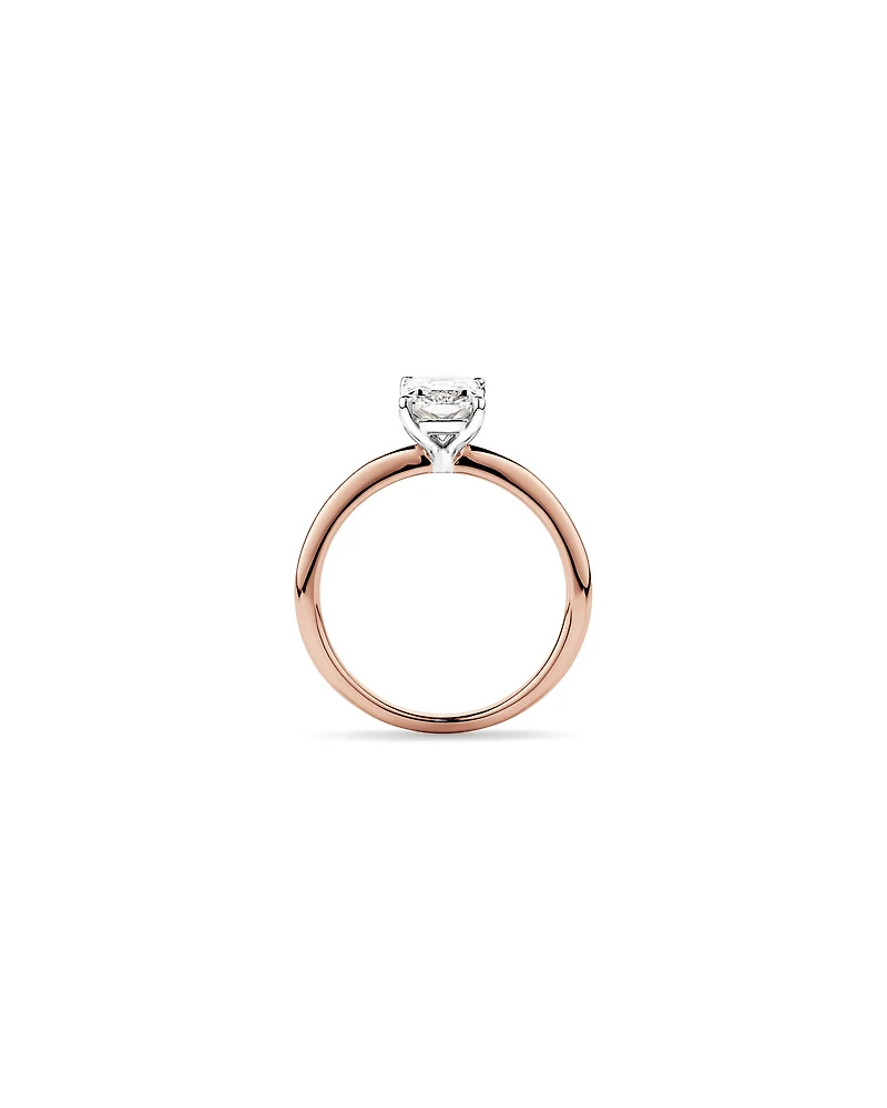 Bague de fiançailles solitaire en diamant de laboratoire TW Radiant de 1,25 carat en or rose et blanc 14 carats