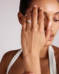 2.00 Carat TW East West Marquise Cut Laboratory-Grown Diamond Double Band Engagement Ring in 14kt Yellow Gold