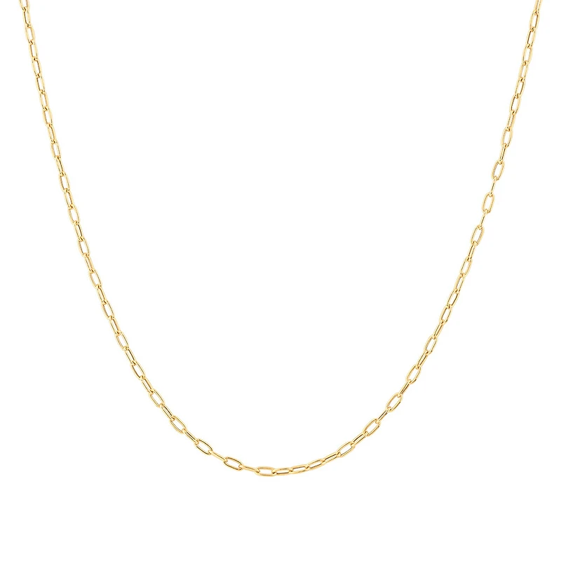 45cm (18”) 2mm-2.5mm Width Hollow Paperclip Chain in 10kt Yellow Gold