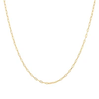 45cm (18”) 2mm-2.5mm Width Hollow Paperclip Chain in 10kt Yellow Gold