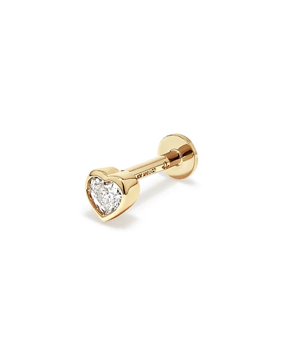 0.08 Carat TW Laboratory-Grown Diamond Heart Helix Earring in 10kt Yellow Gold