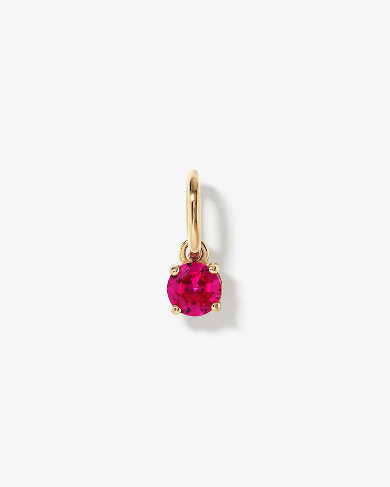 Created Round Red Ruby Birthstone Pendant in 10kt Yellow Gold