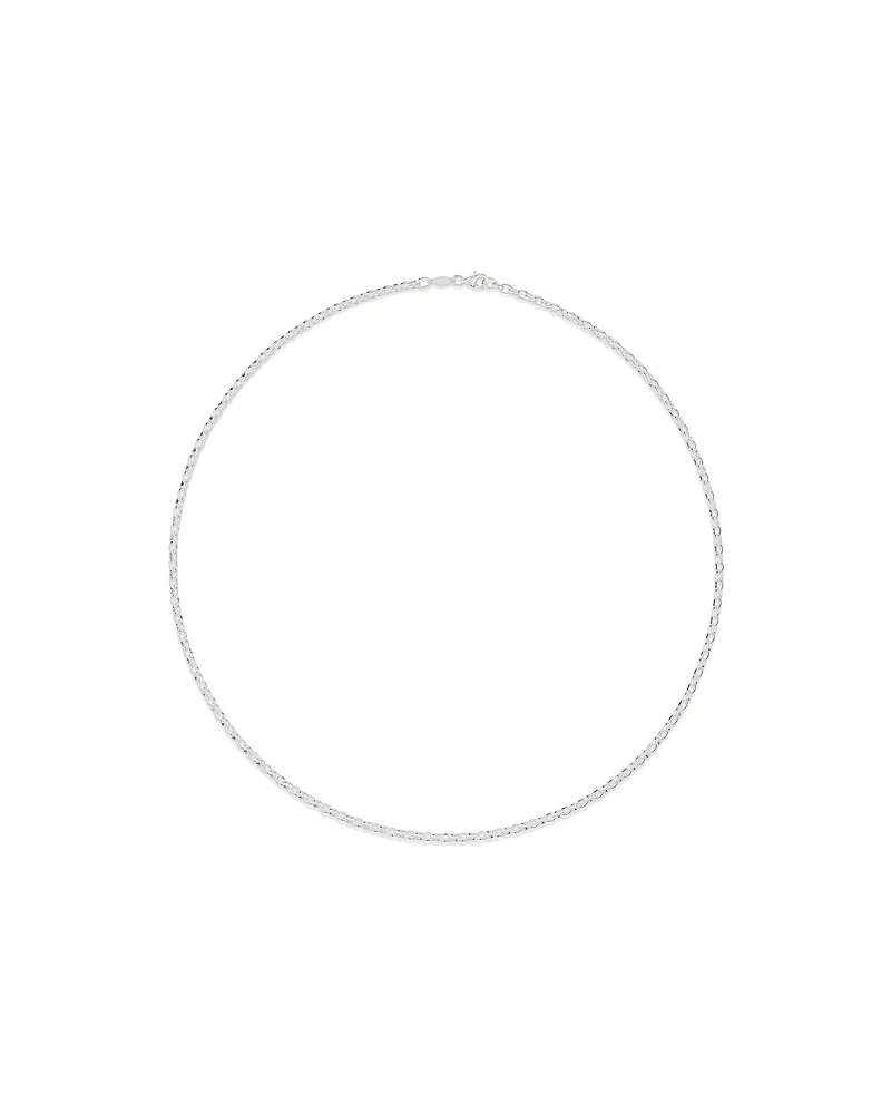 55cm (22") 3mm-3.5mm Width Oval Belcher Chain in Sterling Silver