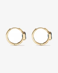 London Blue Topaz Bezel Huggie Earrings in 10kt Yellow Gold