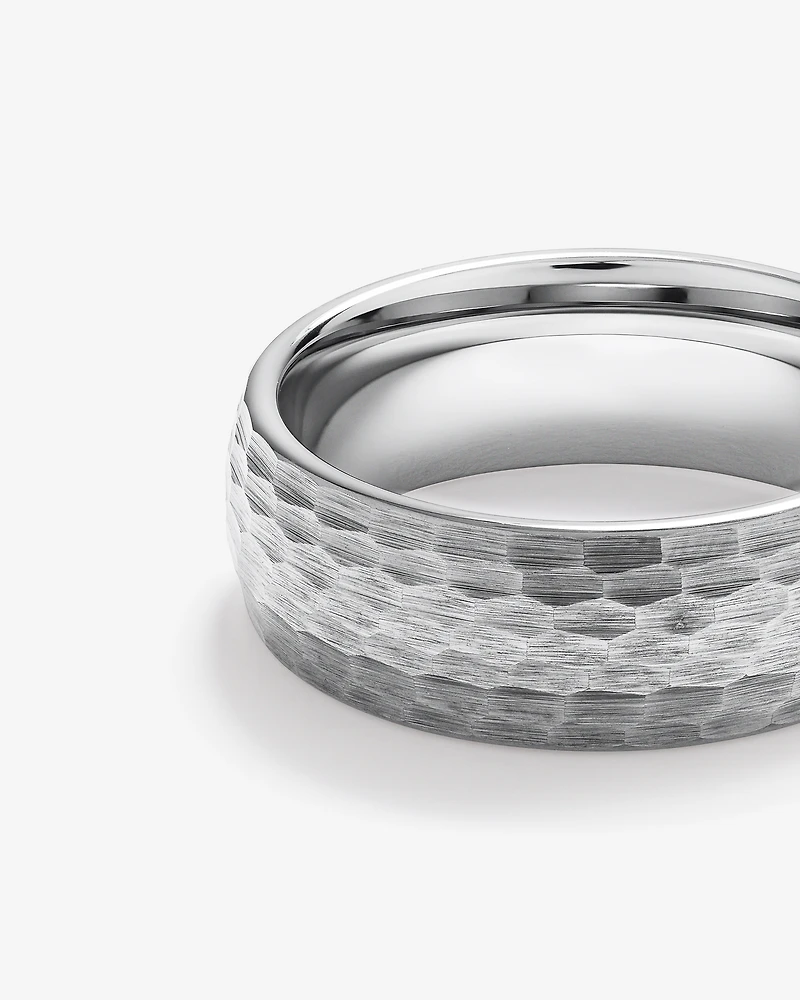 8mm Hammered Wedding Band in Tungsten