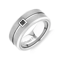Ring with Enhanced Black Diamond in Grey Sapphire Tungsten