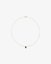Emerald Cut Green Created Emerald and Lab-Grown Diamond Halo Stud Earrings and Pendant Necklace Set in 10kt Yellow Gold and Rhodium