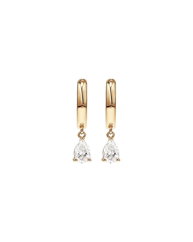 0.50 Carat TW Pear Cut Laboratory-Grown Diamond Drop Sleeper Earrings in 10kt Yellow Gold
