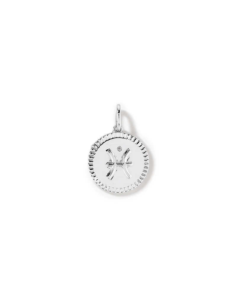 Diamond Accent Pisces Zodiac Pendant in Sterling Silver