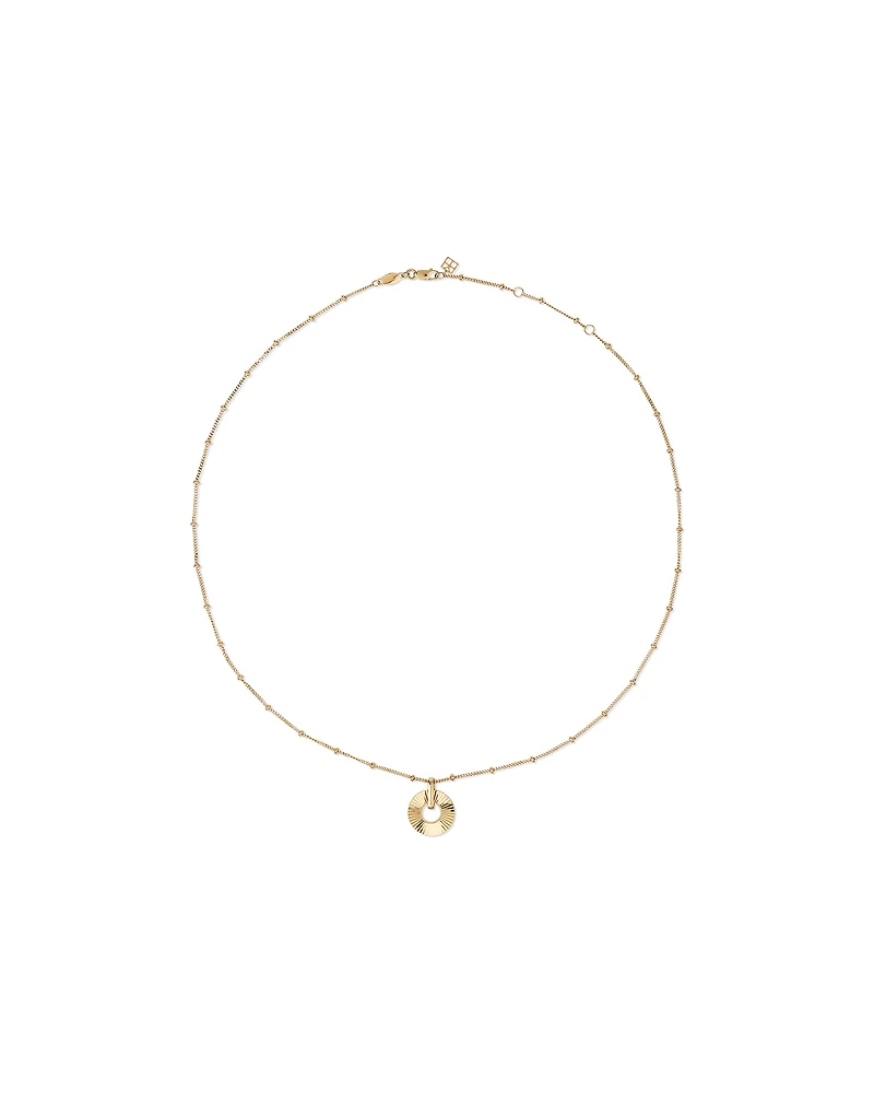 Sunray Open Circle Pendant Station Necklace in 10kt Yellow Gold