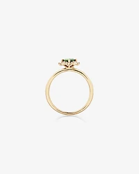 Ring with Green Tourmaline & Diamonds in 10kt Yellow Gold