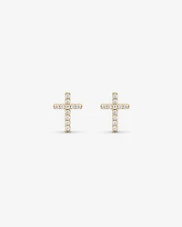 Cubic Zirconia Cross Stud Earrings in 10kt Yellow Gold