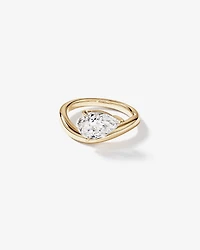 2.00 Carat TW East West Pear Cut Laboratory-Grown Diamond Wave Engagement Ring in 14kt Yellow Gold