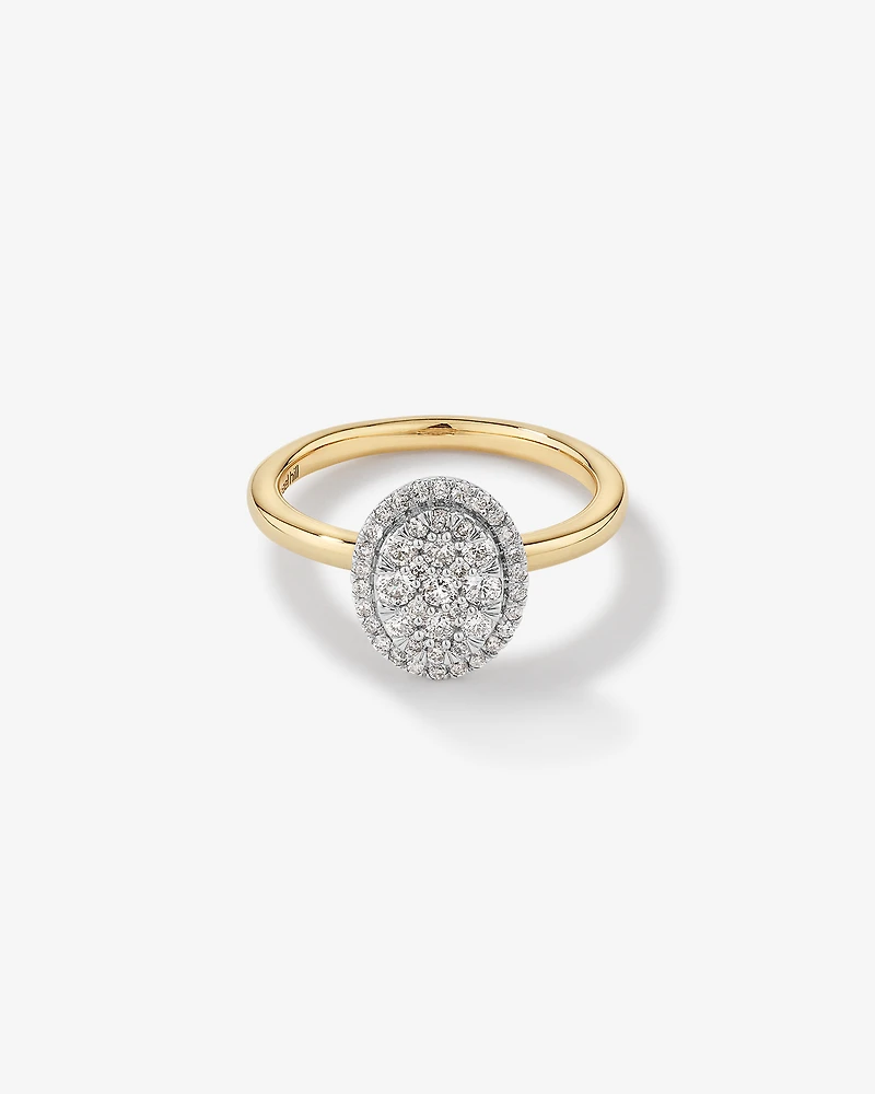 0.50 Carat TW Oval Shaped Diamond Cluster Ring in 14kt Yellow & White Gold