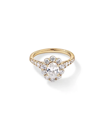 2.15 Carat TW Oval Halo Laboratory-Grown Diamond Ring 14kt Yellow Gold