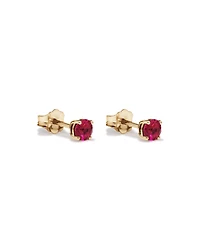 Stud Earrings with Red Created Ruby in 10kt Yellow Gold