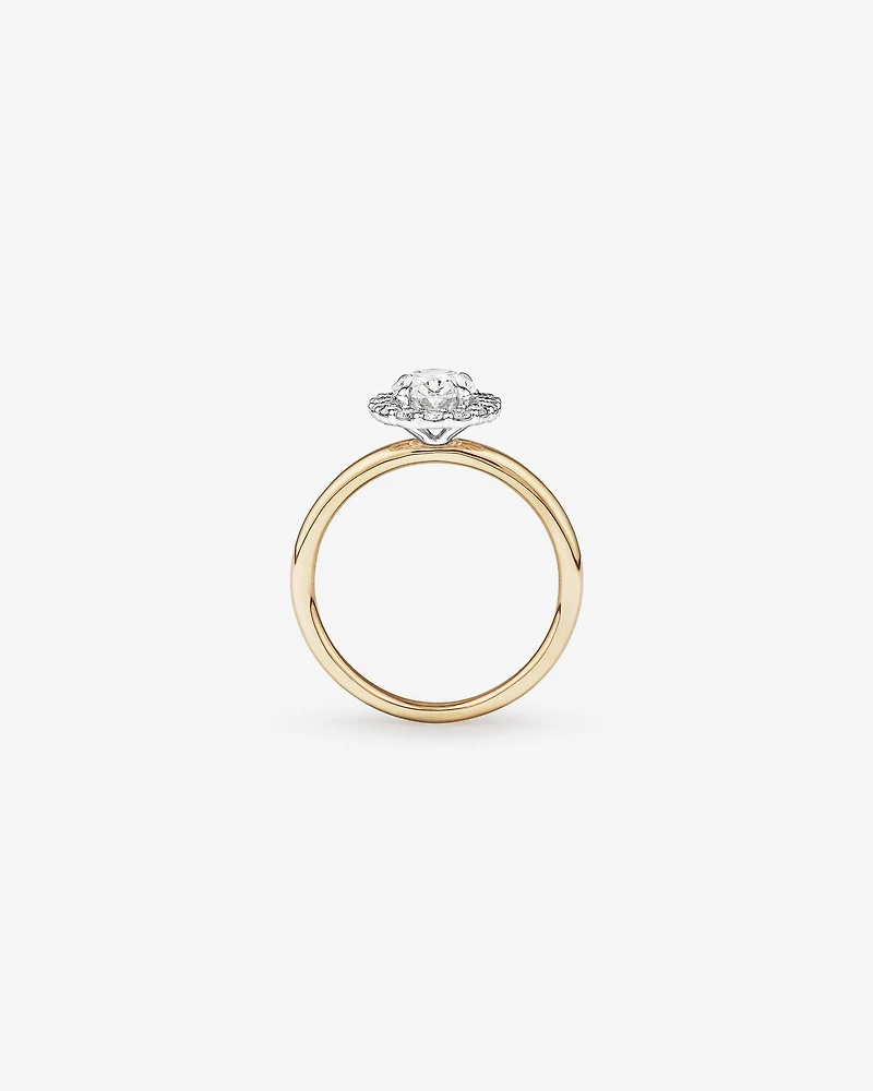 1.46 Carat TW Oval Cut Laboratory-Grown Diamond Halo Engagement Ring 14kt Yellow and White Gold