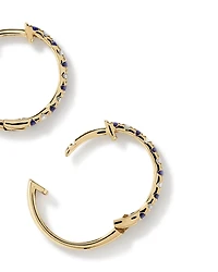 0.22 Carat TW Diamond and Created Sapphire Huggie Hoop Earrings in 10kt Yellow Gold