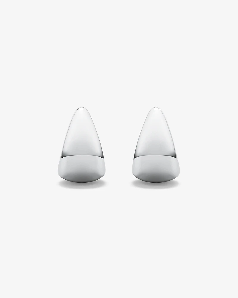 Polished Small Half Hoop Dome Stud Earrings in Sterling Silver