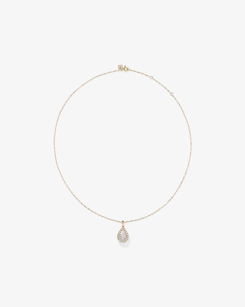 Lume Lab Pear Pendant with 1.00 Carat TW of Laboratory-Grown Diamonds in 10kt White Gold