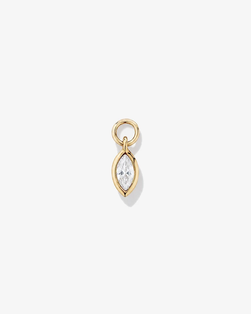 White Sapphire Single Earring Charm in 10kt Yellow Gold