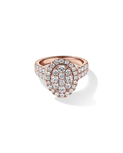 2.00TW Round Brilliant Laboratory-Grown Diamond Cluster Ring 10kt Rose Gold