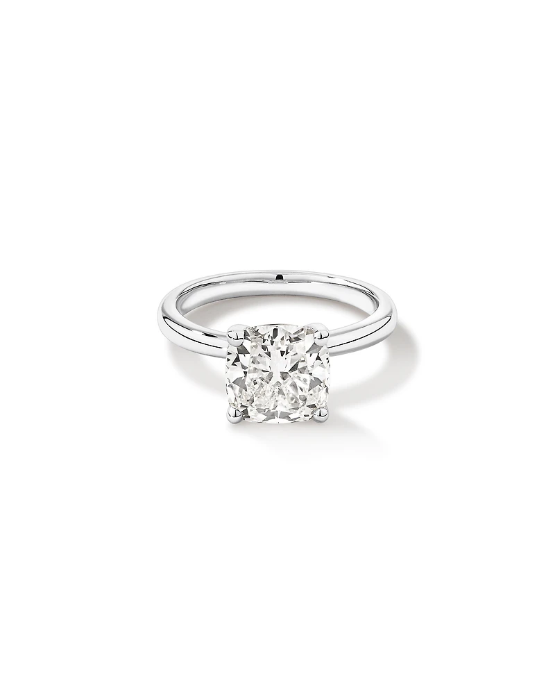 3,00 Carats Poids Total Bague De Fiançailles Solitaire En Diamant Coupe Coussin Cultivé En Laboratoire, En Platine