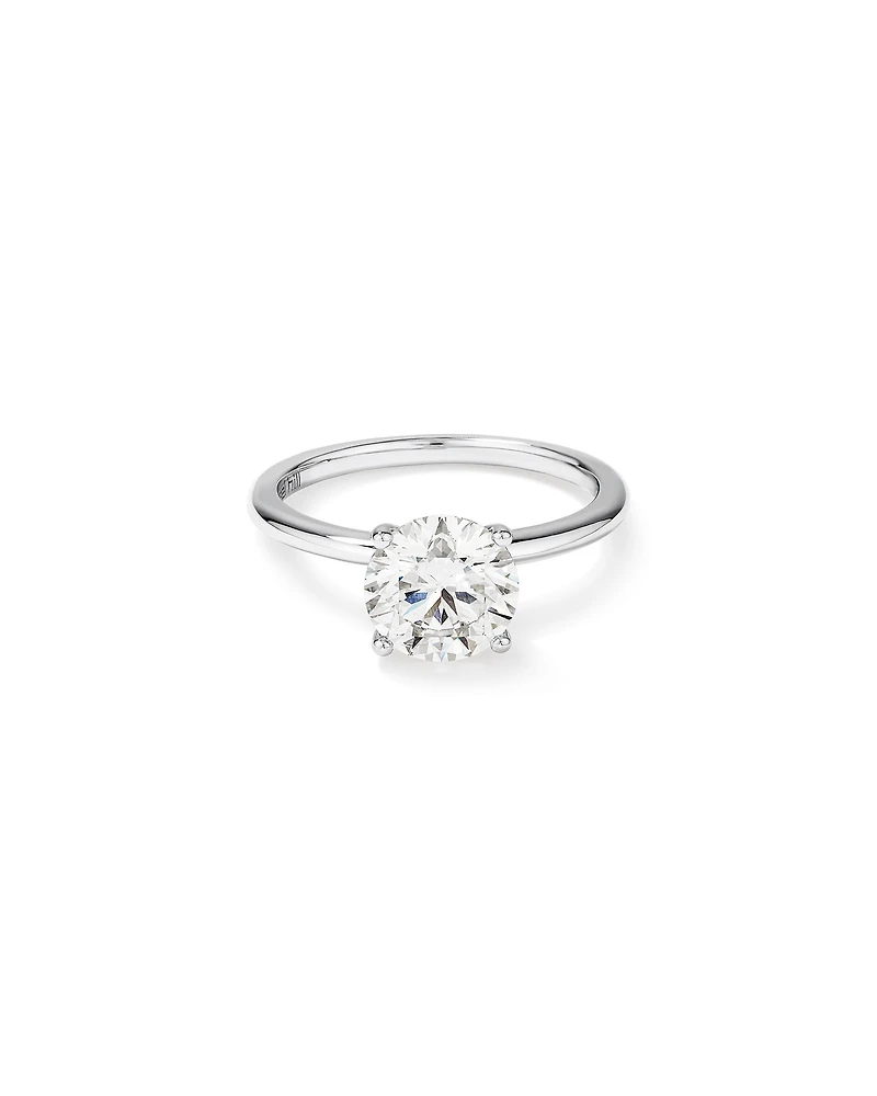 Bague de fiançailles ronde TW Brilliant Diamant Solitaire Cultivée en Laboratoire 2 carats or blanc 14