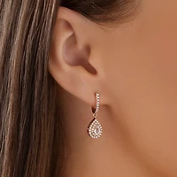 Pendants d'oreilles griffés en or rose 10 K avec diamants totalisant 0,38 ct et morganite Sir Michael Hill Designer