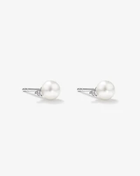 5mm Cultured Freshwater Pearl and Diamond Stud Earrings in Sterling Silver