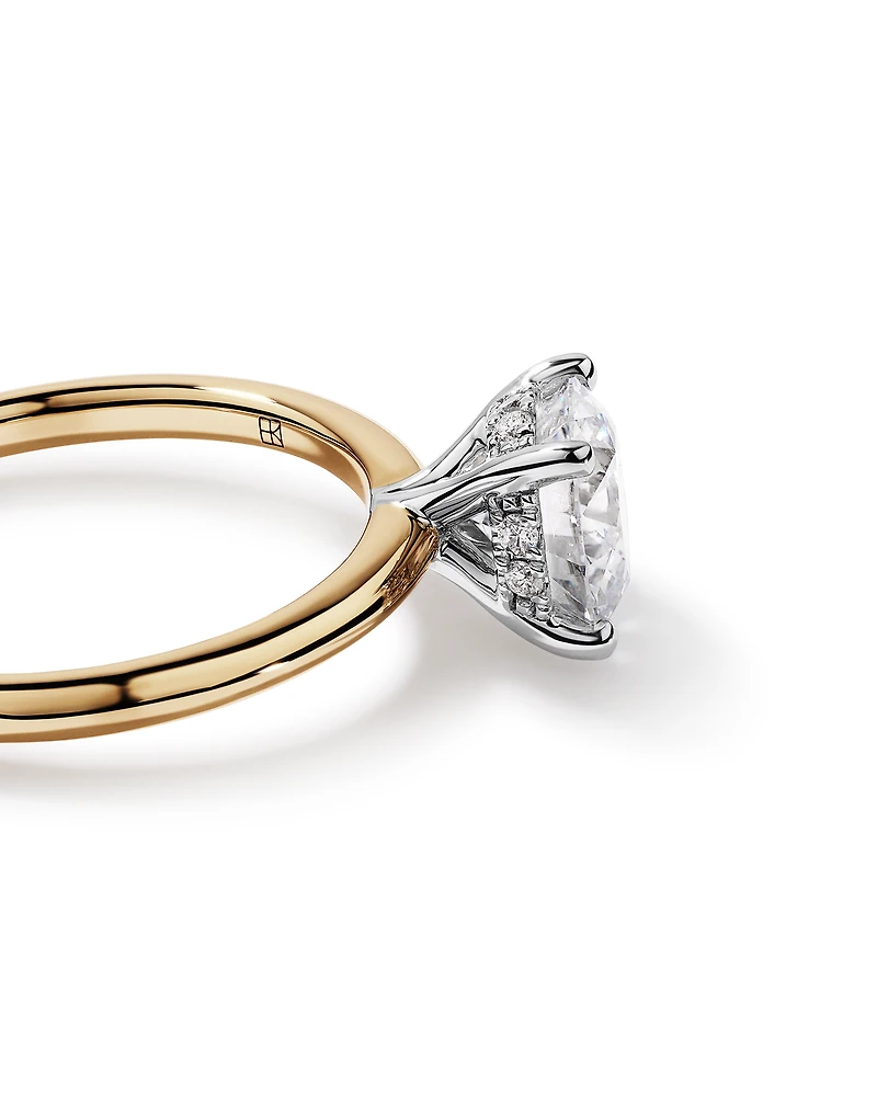 1.55 Carat TW Round Brilliant Lab-Grown Diamond Solitaire Hidden Halo Engagement Ring in 14kt Yellow and White Gold