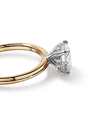 1.55 Carat TW Round Brilliant Lab-Grown Diamond Solitaire Hidden Halo Engagement Ring in 14kt Yellow and White Gold