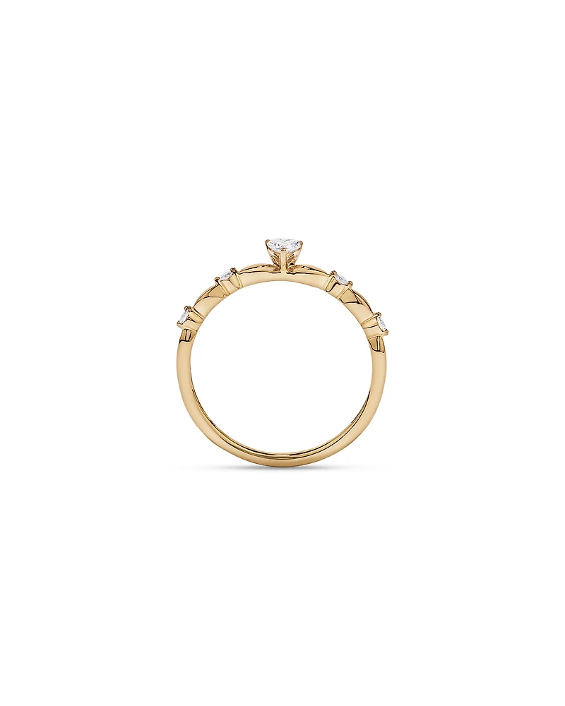 0.15 Carat TW Heart and Round Brilliant Laboratory-Grown Diamond Promise Ring 10kt Gold