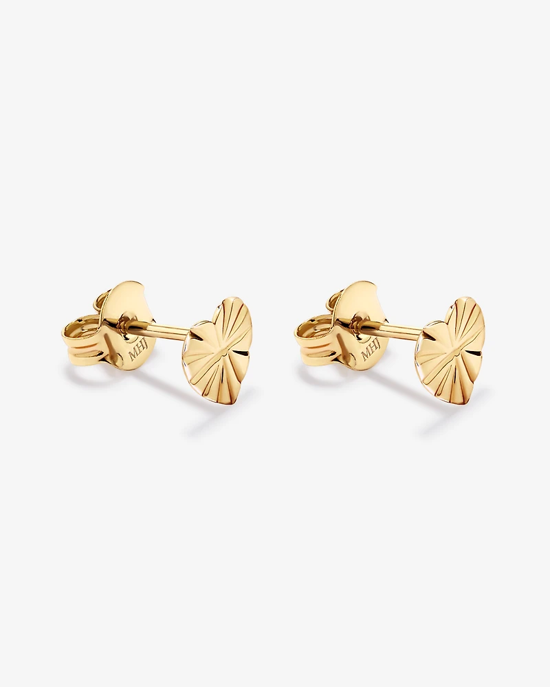Boucles d’oreilles bouton cœur texturées en vermeil 18 ct