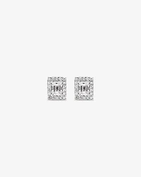 0.46 Carat TW Emerald Diamond Halo Stud Earrings in 10kt White Gold