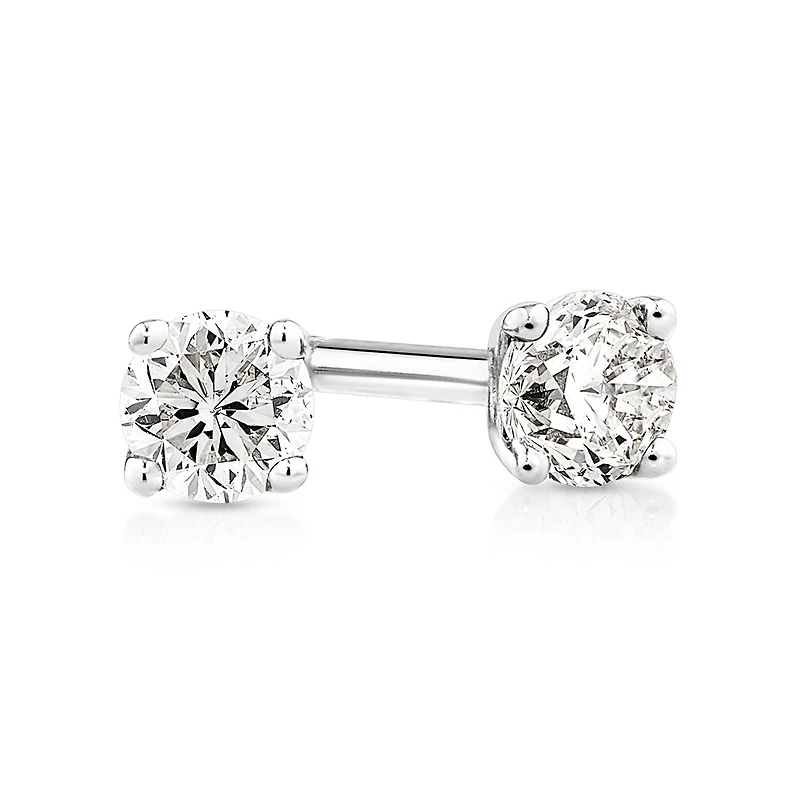 0.15 Carat TW Diamond Round Brilliant Mini Solitaire Stud Earrings 10kt Yellow Gold
