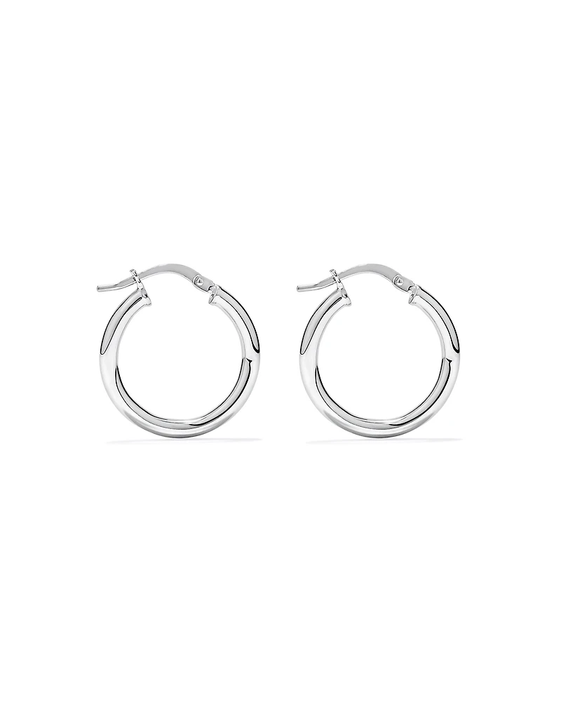15mm Round Hoop Earrings in Sterling Silver