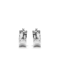 Boucles d'oreilles huggies créoles évasées à nervures de 8 mm en argent sterling