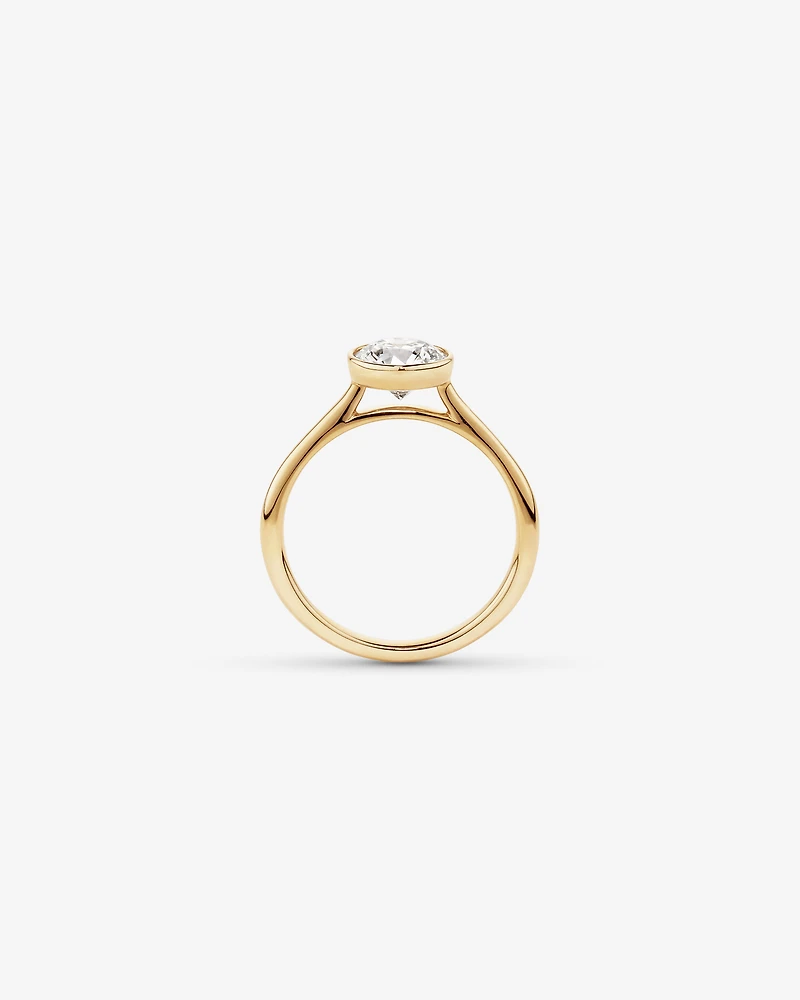 Bague de fiançailles 1,25 carat TW sertie ronde brillante en diamant solitaire cultivé laboratoire or jaune 14 carats