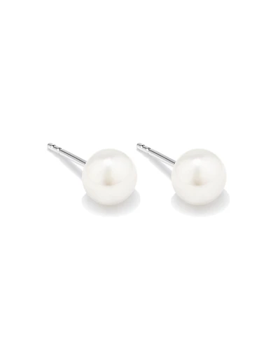 Stud Earrings with 6-6.5mm Button Cultured Freshwater Pearls in Sterling Silver