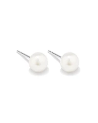 Stud Earrings with 6-6.5mm Button Cultured Freshwater Pearls in Sterling Silver