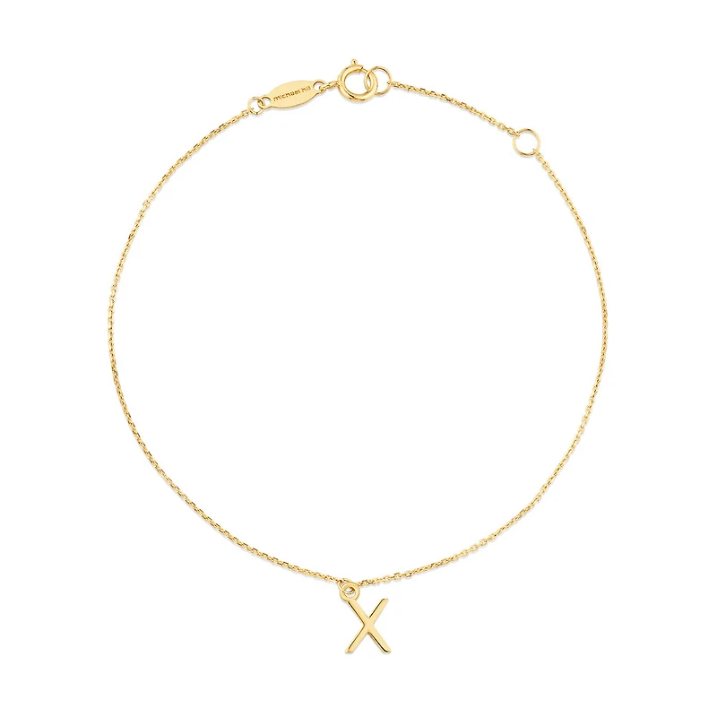 19cm (7.5") X Initial Bracelet in 10kt Yellow Gold
